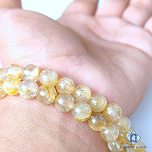 Natural Golden Rutile Gemstone  Round Beads 16 inch*8.5mm from Brazil available for sale