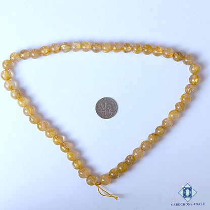 Natural Golden Rutile Gemstone  Round Beads 16 inch*8.5mm from Brazil available for sale