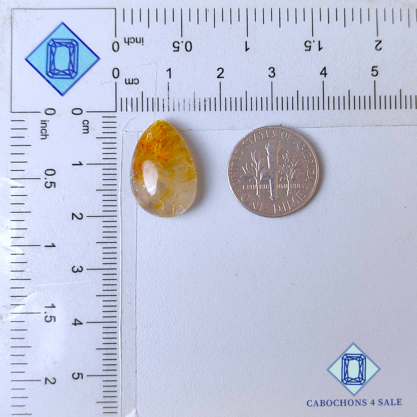 Golden Rutile Quartz Pear Cabochons 18*12*6mm