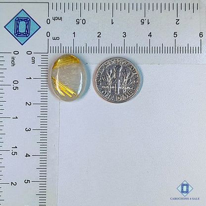 Natural Golden Rutile Quartz Gemstone Oval Cabochons 18*14*4mm from Brazil available for sale