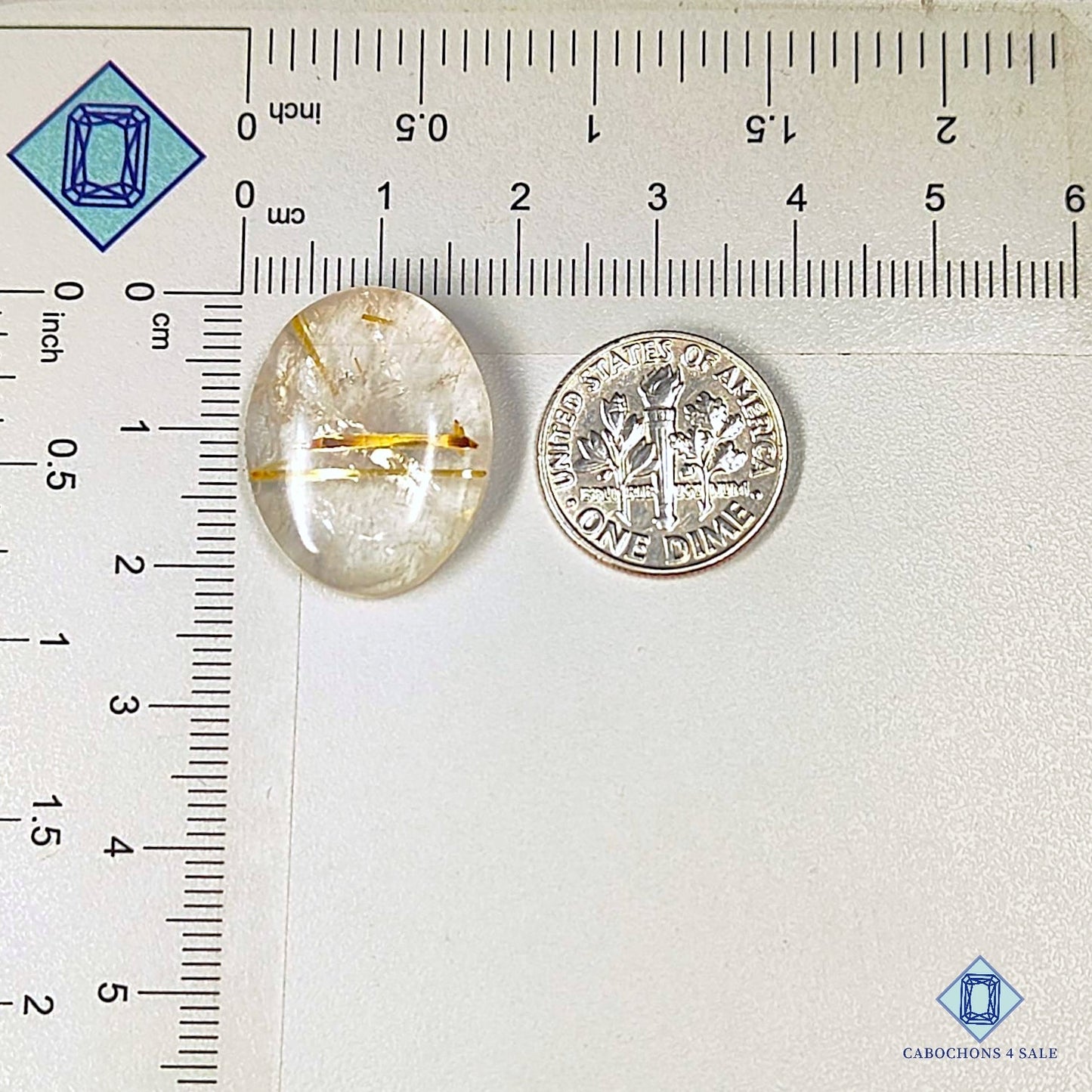 Natural Golden Rutile Quartz Gemstone Oval Cabochons 22*17*6mm from Brazil available for sale