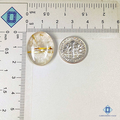 Natural Golden Rutile Quartz Gemstone Oval Cabochons 22*17*6mm from Brazil available for sale