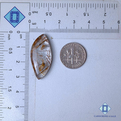 Natural Golden Rutile Quartz Gemstone  Marquise Cabochons 31*14*5mm from Brazil  available for sale