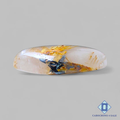 Cabujones de cuarzo rutilado dorado natural de 31 x 14 x 7 mm, de Brasil, disponibles para la venta.