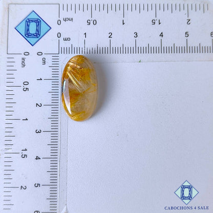 Cabujones ovalados de cuarzo rutilado dorado natural de 25 x 14 x 8 mm, de Brasil, disponibles para la venta.