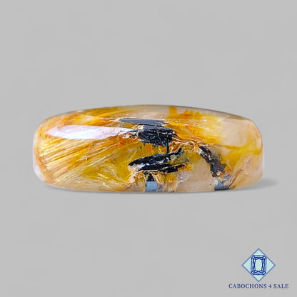 Cabujones ovalados de cuarzo rutilado dorado natural de 25 x 14 x 8 mm, de Brasil, disponibles para la venta.