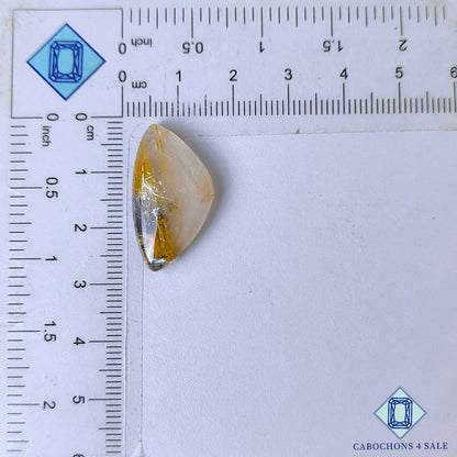 Cabujones de cuarzo rutilado dorado natural de 26 x 14 x 6 mm, de Brasil, disponibles para la venta.