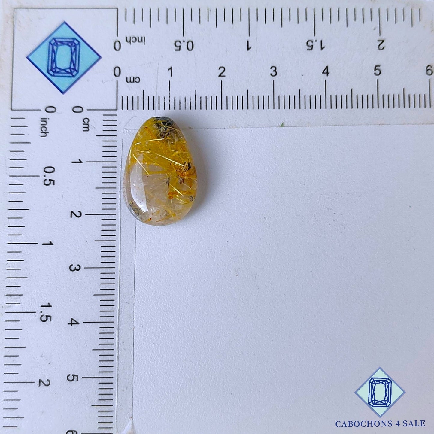 Cabujones ovalados de cuarzo rutilado dorado natural de 20 x 14 x 6 mm, de Brasil, disponibles para la venta.