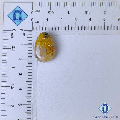 Cabujones ovalados de cuarzo rutilado dorado natural de 20 x 14 x 6 mm, de Brasil, disponibles para la venta.