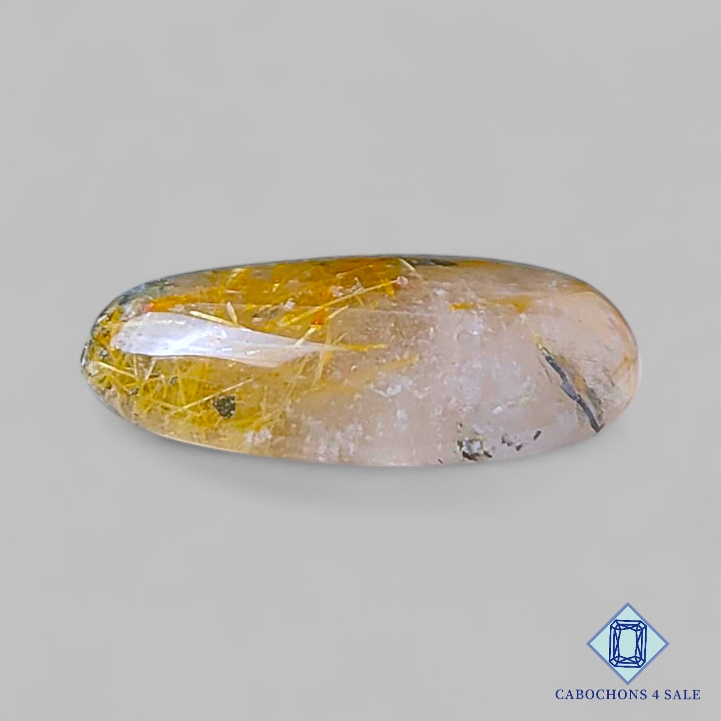 Cabujones ovalados de cuarzo rutilado dorado natural de 20 x 14 x 6 mm, de Brasil, disponibles para la venta.