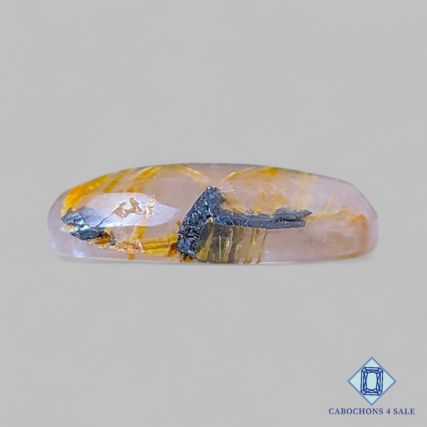 Cabujones ovalados de cuarzo rutilado dorado natural de 24 x 13 x 6 mm, de Brasil, disponibles para la venta.