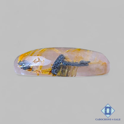 Cabujones ovalados de cuarzo rutilado dorado natural de 24 x 13 x 6 mm, de Brasil, disponibles para la venta.