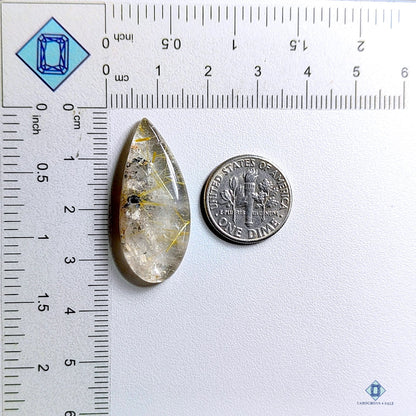 Golden Rutile Quartz Pear Cabochons