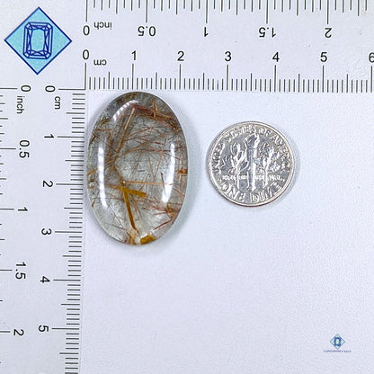 Copper + Black Rutile Quartz Oval Cabochons