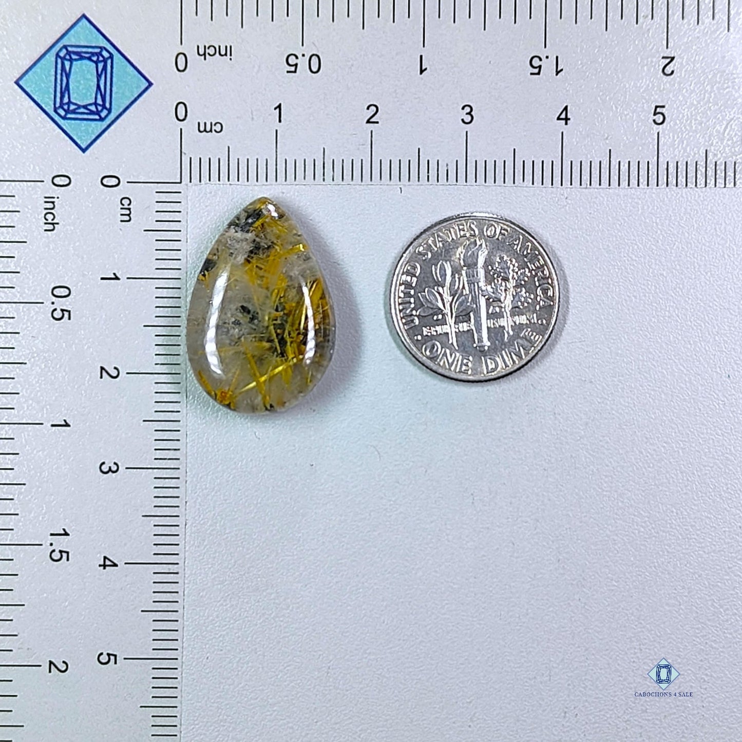 Golden Rutile Quartz Pear Cabochons