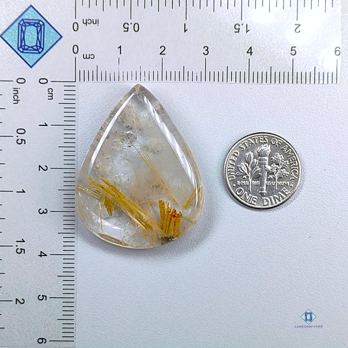 Golden Rutile Quartz Pear Cabochons