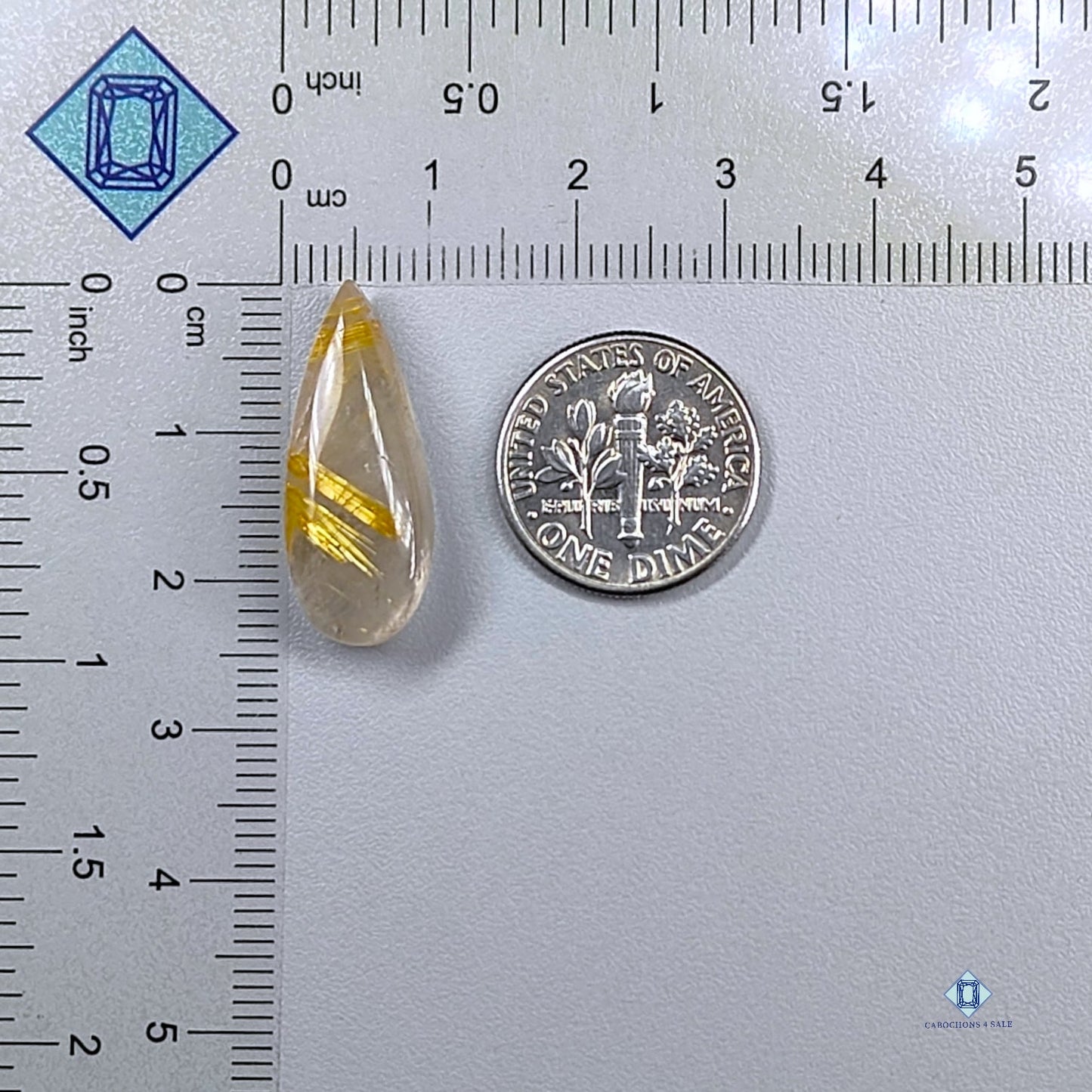 Golden Rutile Quartz Pear Cabochons