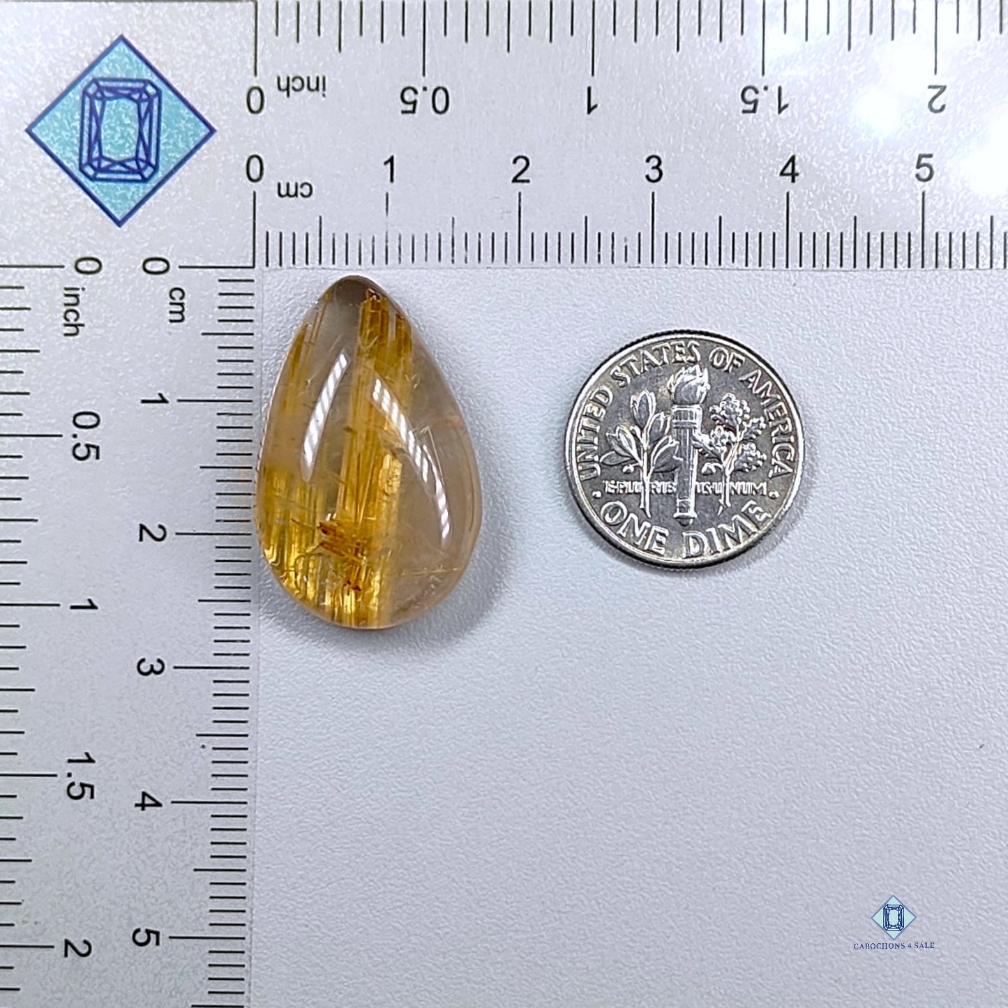 Golden Rutile Quartz Pear Cabochons