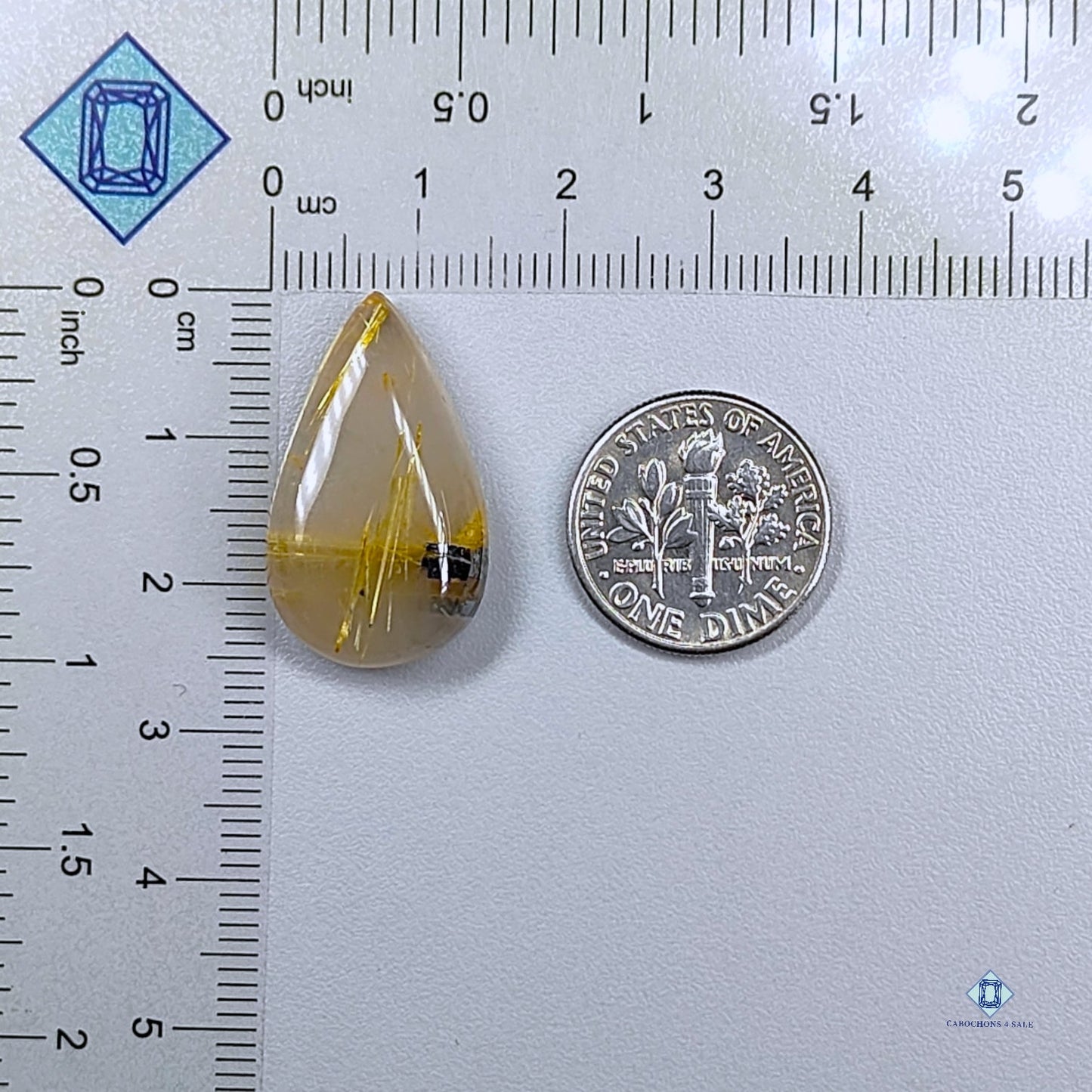 Golden Rutile Quartz Pear Cabochons