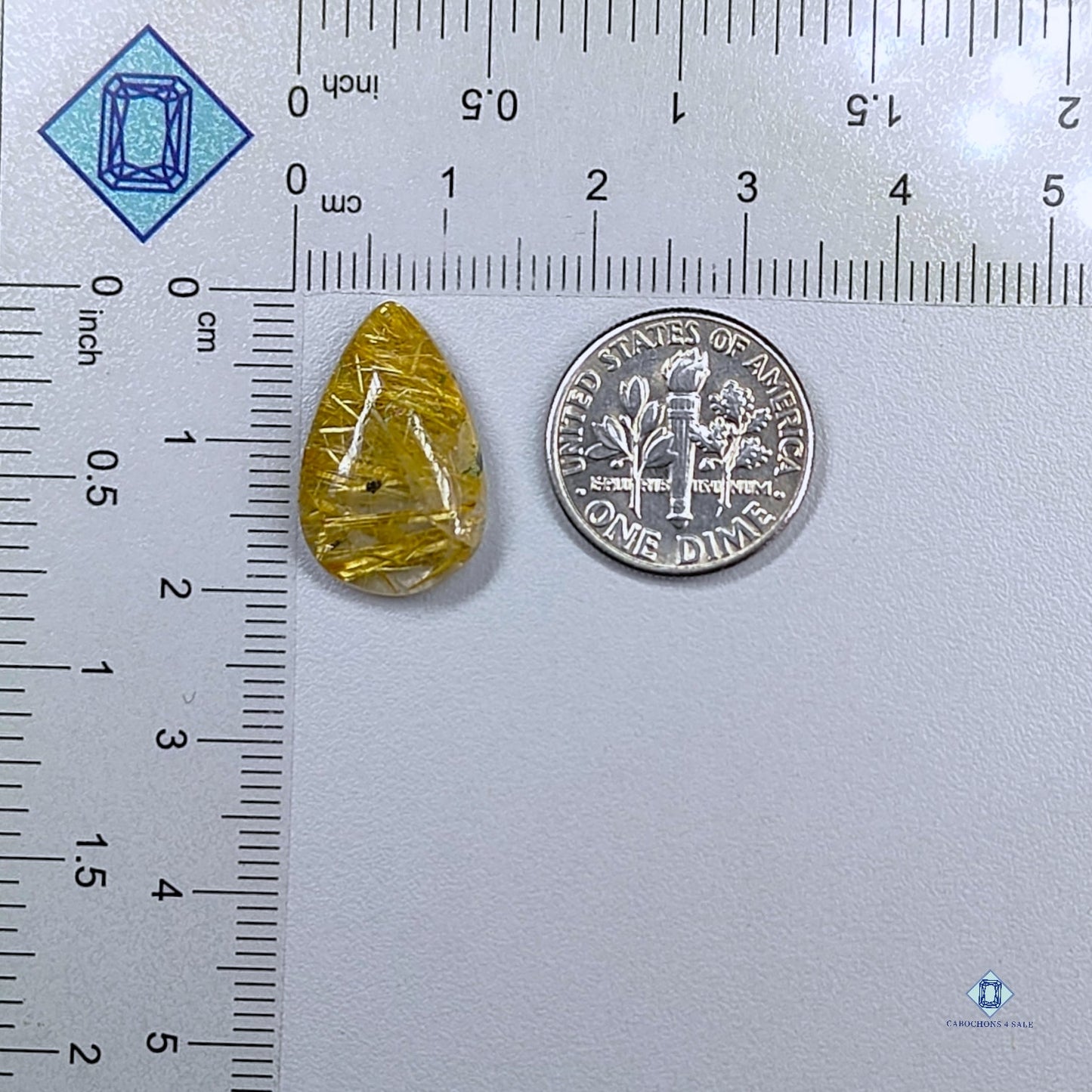 Golden Rutile Quartz Pear Cabochons