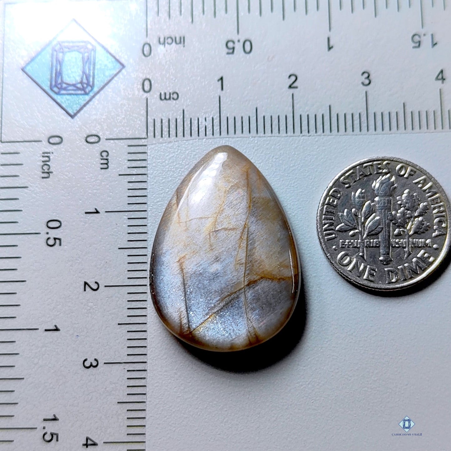 Gray Moonstone Pear Cabochons