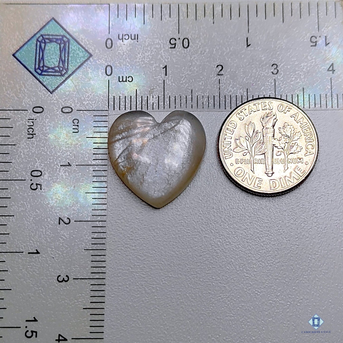 Gray Moonstone Heart Carvings