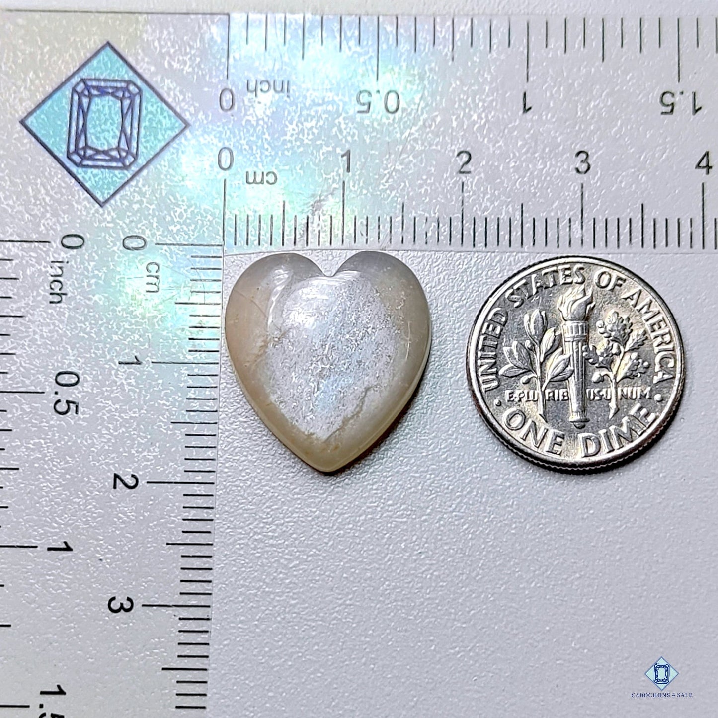 Gray Moonstone Heart Carvings