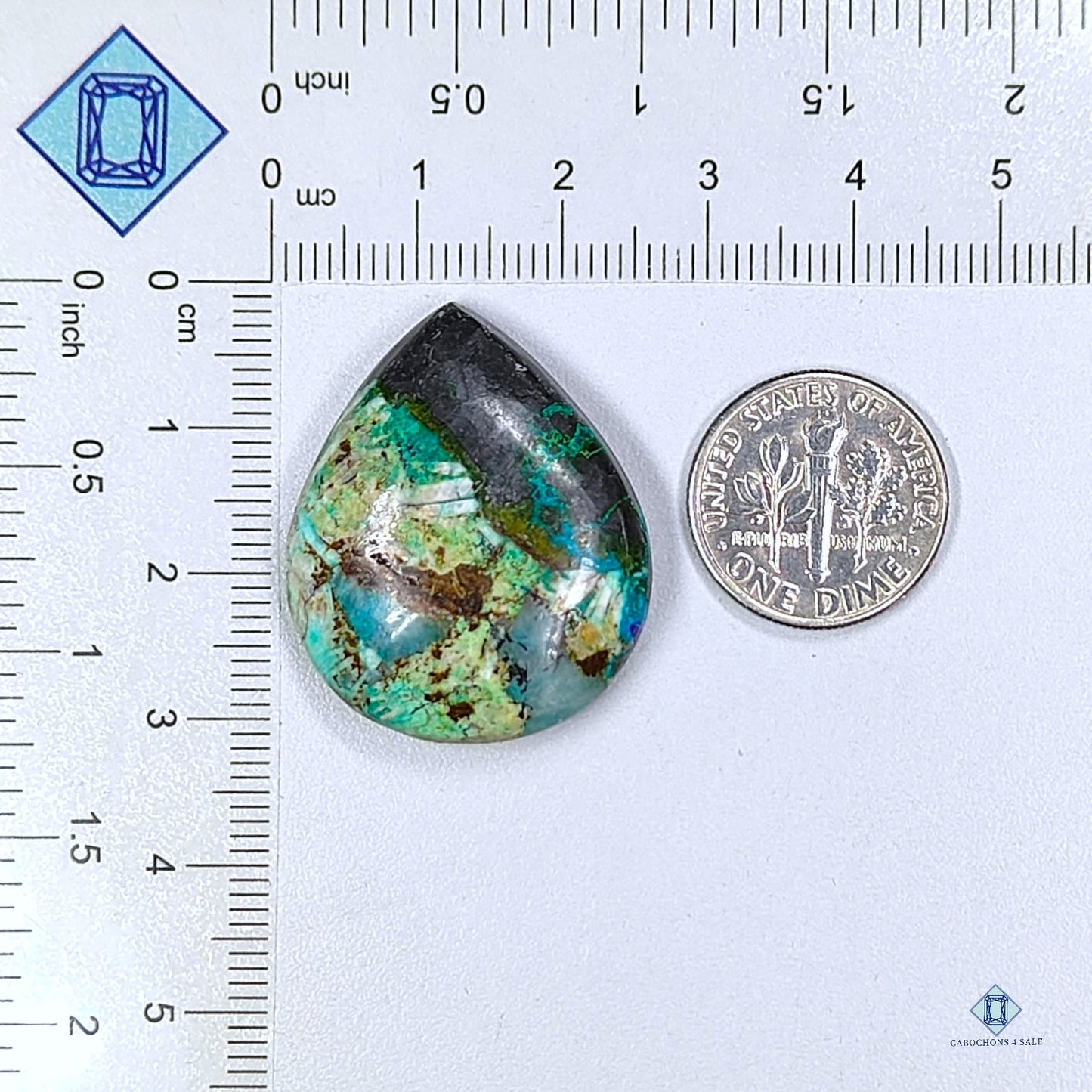 Green Azurite Pear Cabochons