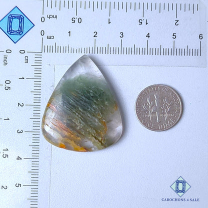 Natural Green Cacoxenite Gemstone  Pear Cabochons 36*30*6mm from Brazil  available for sale