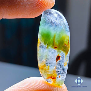 Natural Green Cacoxenite Gemstone  Fancy Cabochons 35*15*5mm from Brazil  available for sale