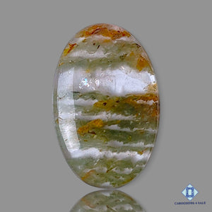 Natural Green Cacoxenite Rutile Quartz Gemstone Oval Cabochons 30*20*4mmfrom Brazil available for sale