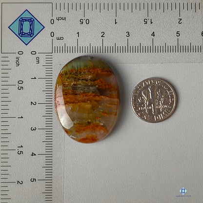 Cabujones ovalados de cuarzo rutilado cacoxenita verde natural de 34 x 25 x 6 mm, de Brasil, disponibles para la venta.