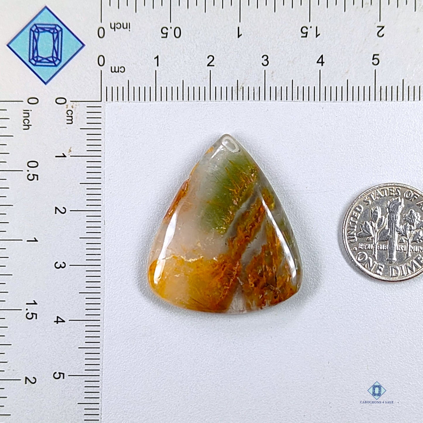 Green Cacoxenite Rutile Pear Cabochons