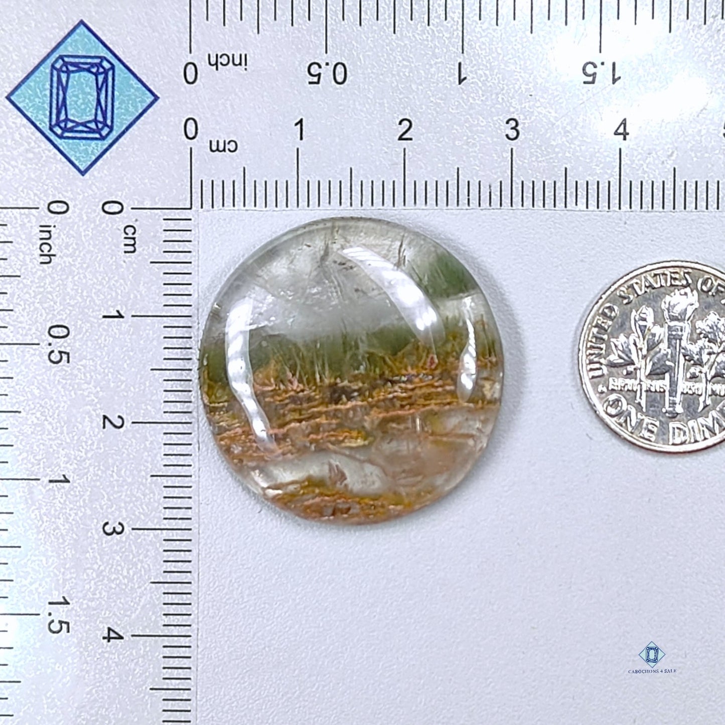 Green Cacoxenite Rutile Round Cabochons