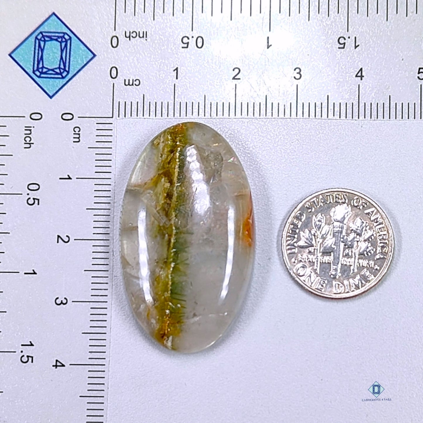 Green Cacoxenite Rutile Oval Cabochons