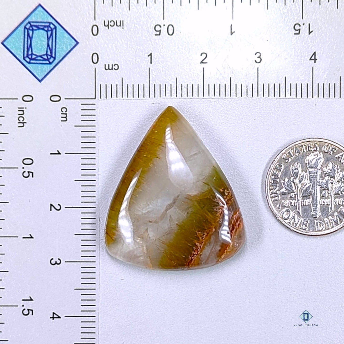 Green Cacoxenite Rutile Pear Cabochons