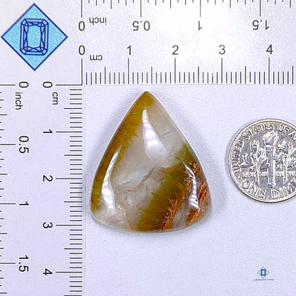 Green Cacoxenite Rutile Pear Cabochons