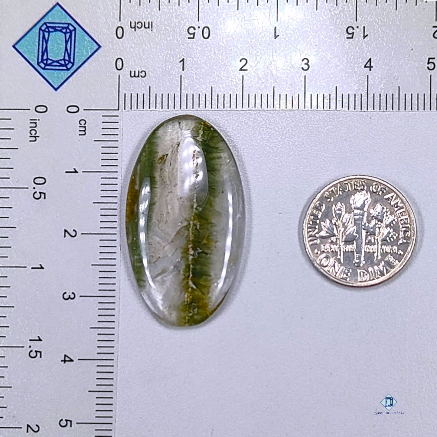 Green Cacoxenite Rutile Oval Cabochons