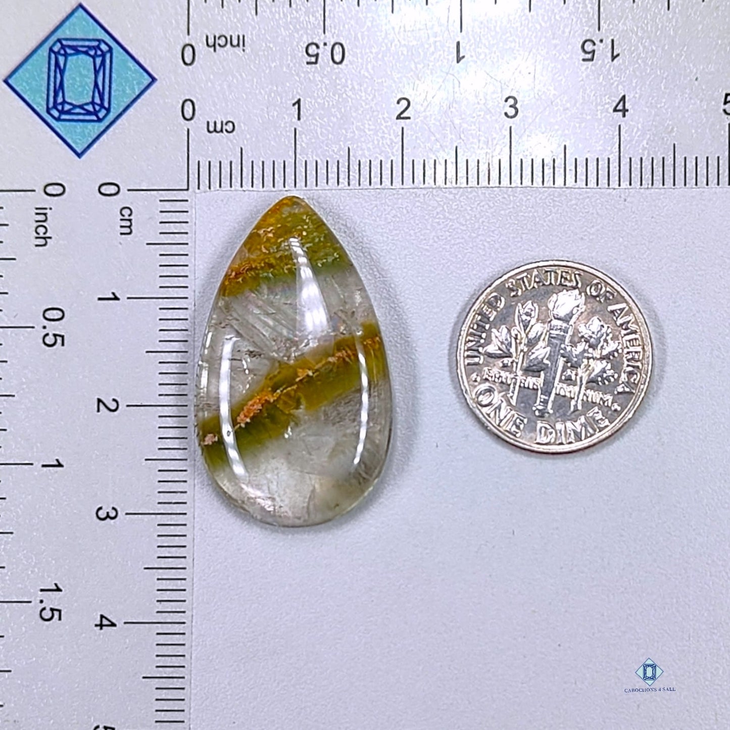 Green Cacoxenite Rutile Pear Cabochons