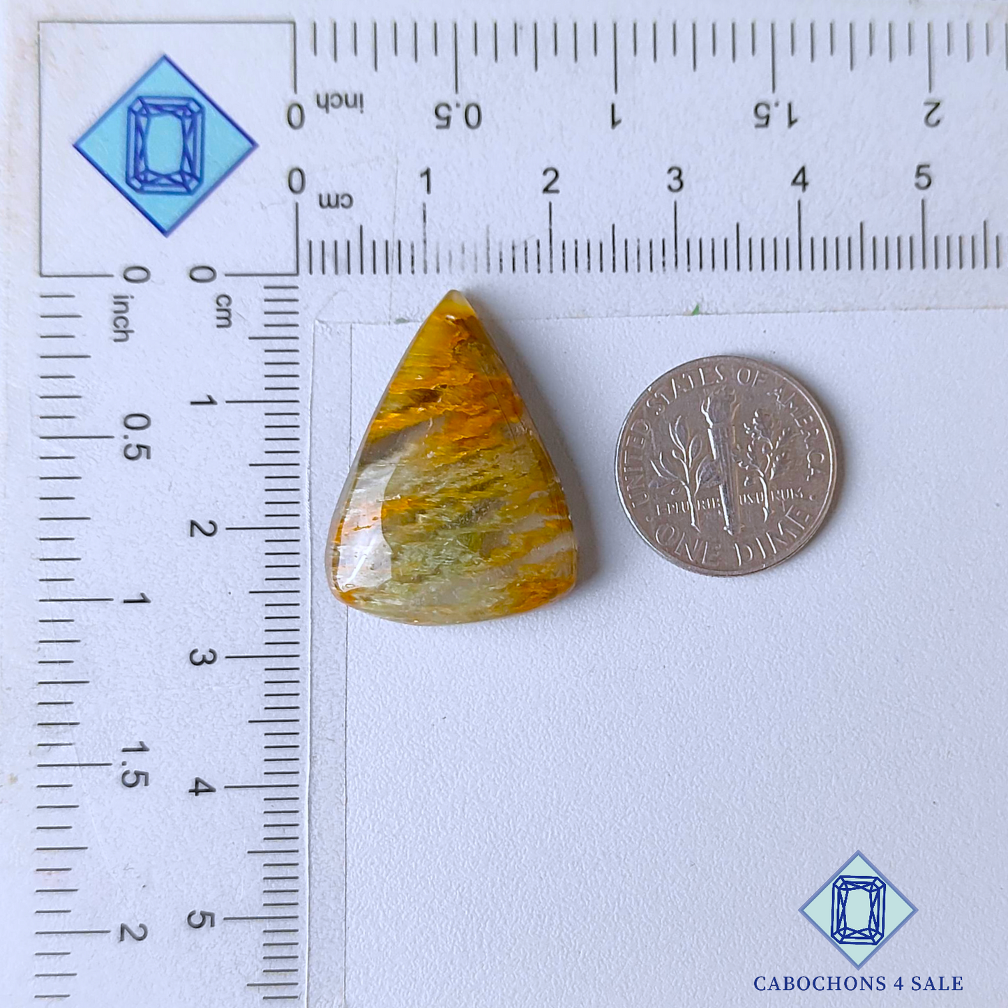 Cabujones de cuarzo rutilado con forma de pera de cacoxenita verde