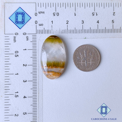 Cabujones ovalados de cuarzo rutilado cacoxenita verde