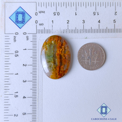 Green Cacoxenite Rutile Quartz Oval Cabochons