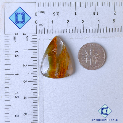 Green Cacoxenite Rutile Quartz Pear Cabochons