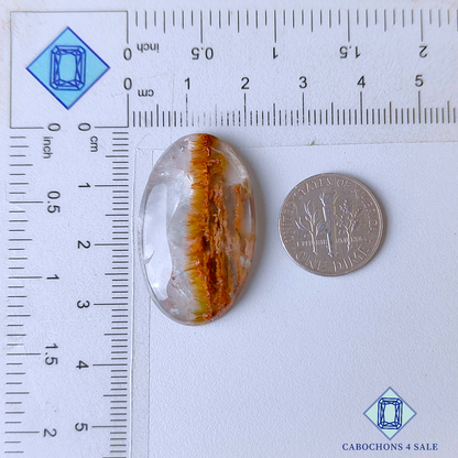 Cabujones ovalados de cuarzo rutilado cacoxenita verde