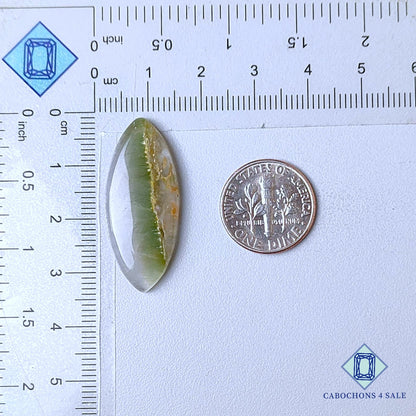 Natural Green Cacoxenite Rutile Quartz Gemstone Marquise Cabochons 32*14*4mm from Brazil available for sale