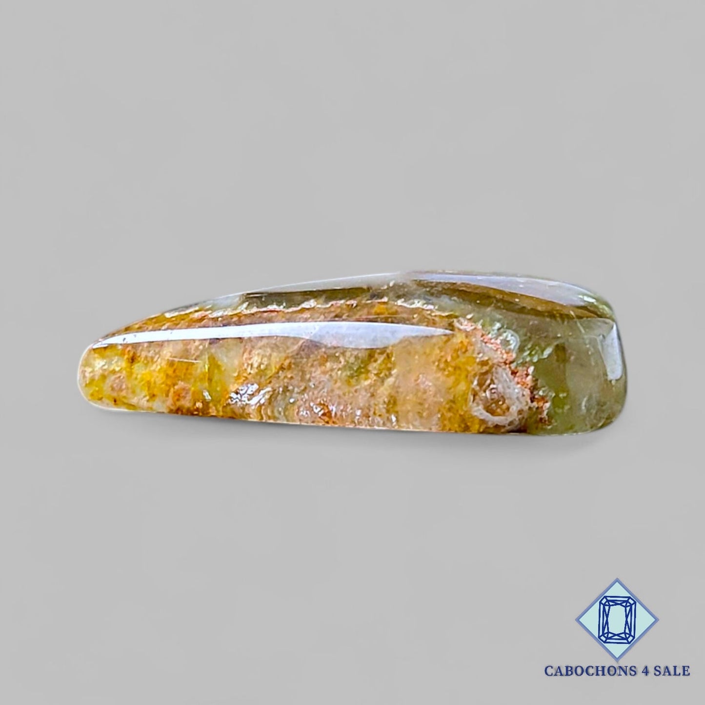 Natural Green Cacoxenite Rutile Quartz Gemstone Pear Cabochons 26*18*6mm from Brazil available for sale