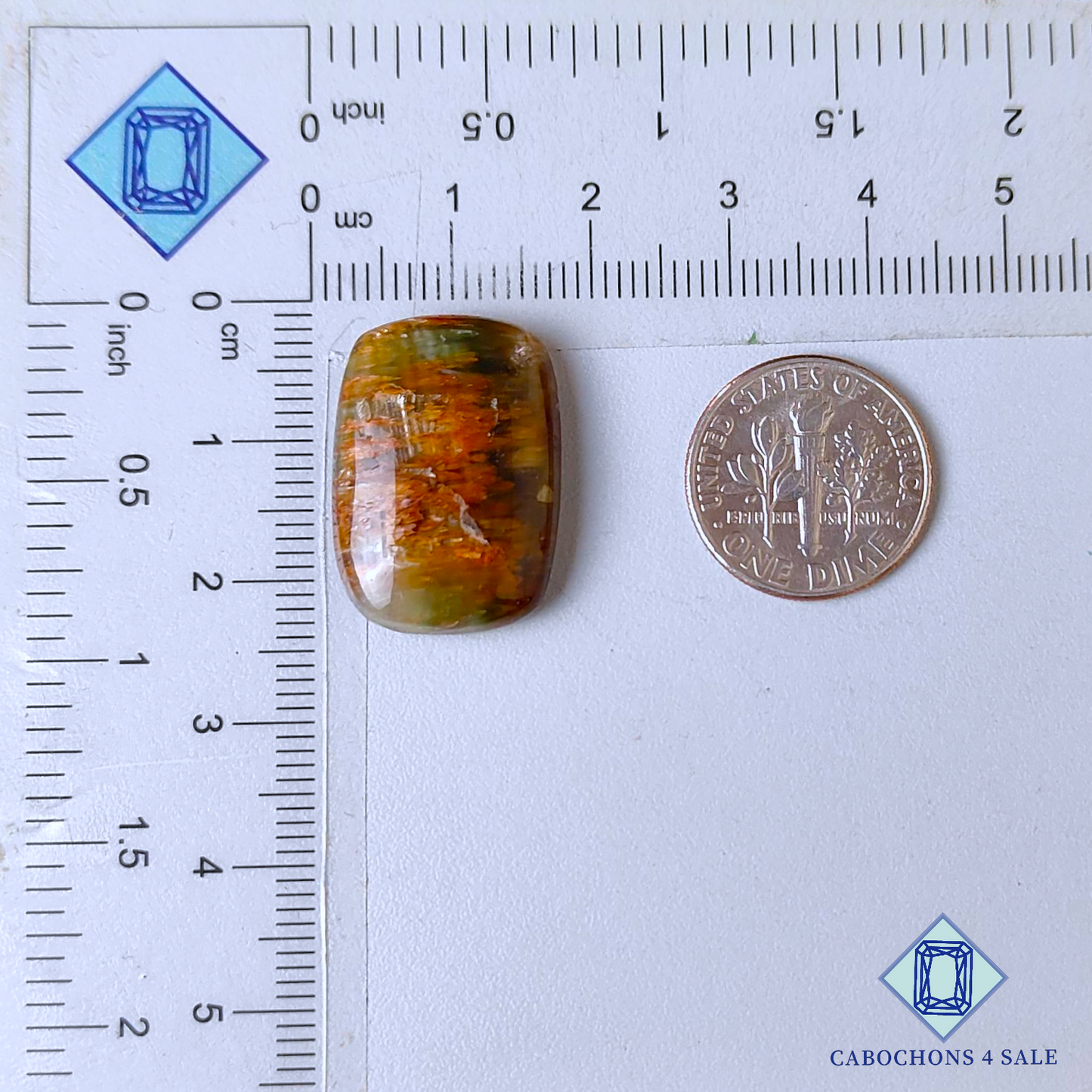 Green Cacoxenite Rutile Quartz Rectangle Cabochons