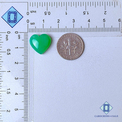 Natural Green Chalcedony Gemstone Heart Carvings 13*13*6mm from Turkey  available for sale