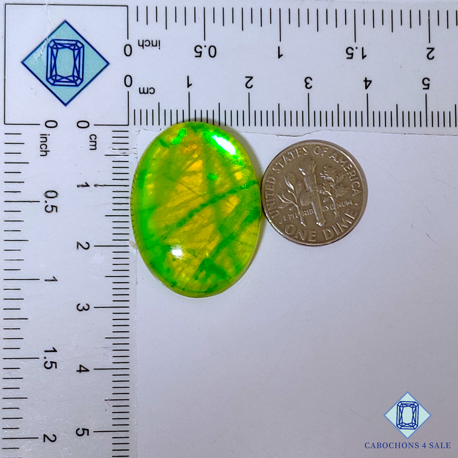 Green Coated Labradorite Doublet