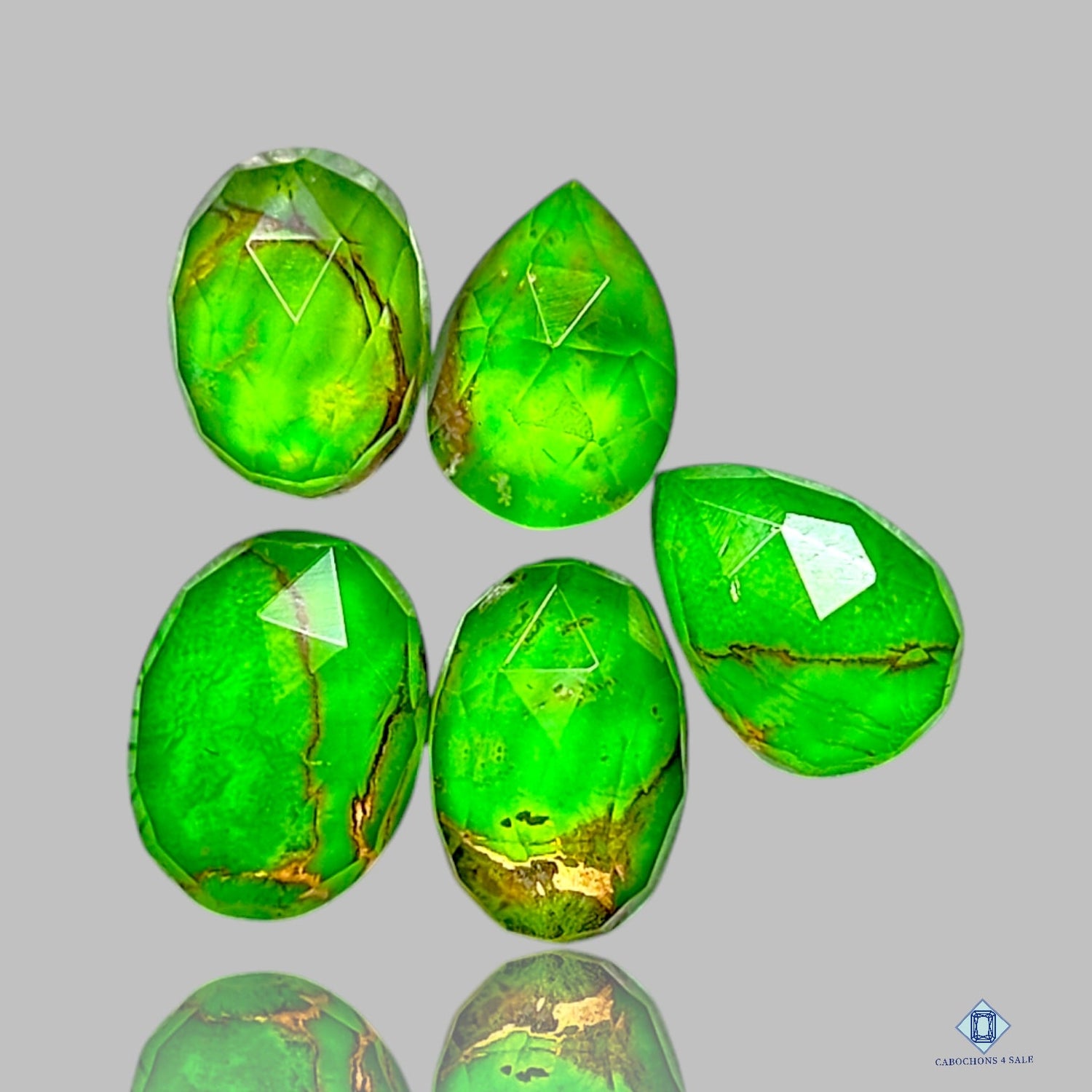 Green Copper Turquoise +  Crystal Quartz Doblets